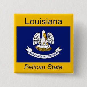 Badge Carré 5 Cm Bouton Drapeau Louisiane