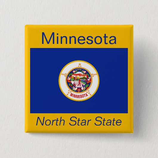 Badge Carré 5 Cm Bouton Drapeau Minnesotan (Devant)