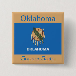 Badge Carré 5 Cm Bouton Drapeau Oklahoman