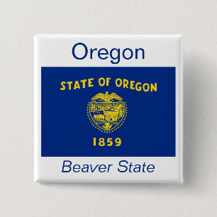 Badge Carré 5 Cm Bouton Drapeau Oregonien
