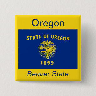 Badge Carré 5 Cm Bouton Drapeau Oregonien