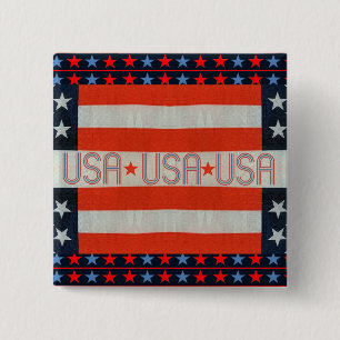 Badge Carré 5 Cm Bouton Drapeau USA