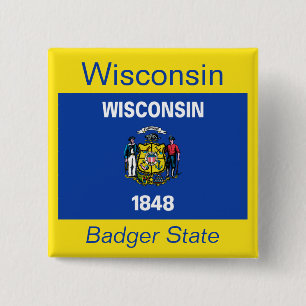 Badge Carré 5 Cm Bouton Drapeau Wisconsin