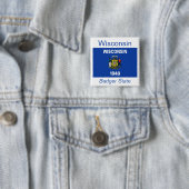 Badge Carré 5 Cm Bouton Drapeau Wisconsin (En situation)