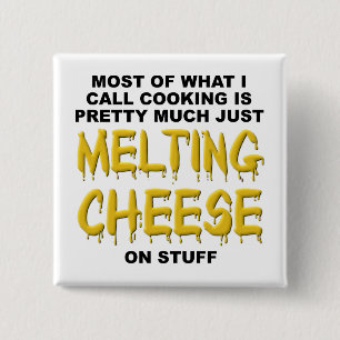 Badge Carré 5 Cm Bouton Drôle Fromage qui Fond
