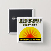 Badge Carré 5 Cm Bouton Drôle Idiots (Devant & derrière)