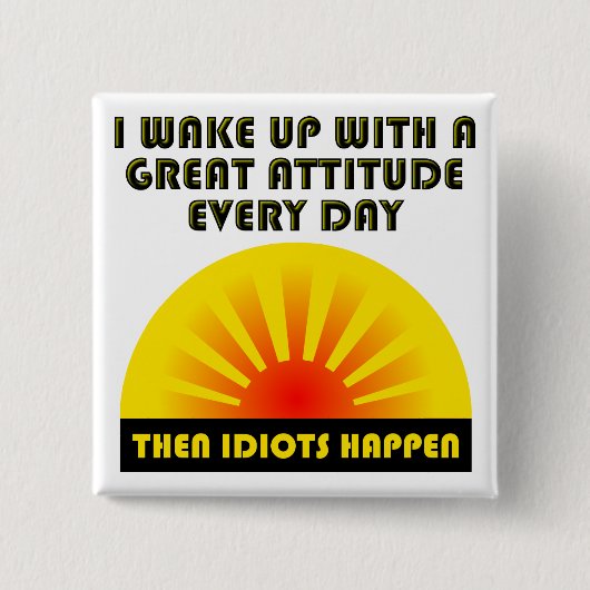 Badge Carré 5 Cm Bouton Drôle Idiots (Devant)