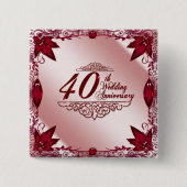 Badge Carré 5 Cm Bouton du 40e anniversaire du Mariage (Devant)