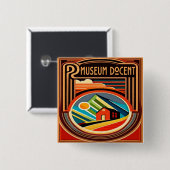 Badge Carré 5 Cm Bouton du document du musée (Devant & derrière)