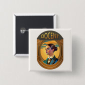 Badge Carré 5 Cm Bouton du document du musée (Devant & derrière)