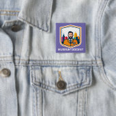 Badge Carré 5 Cm Bouton du document du musée (En situation)