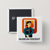 Badge Carré 5 Cm Bouton du document du musée (Devant & derrière)