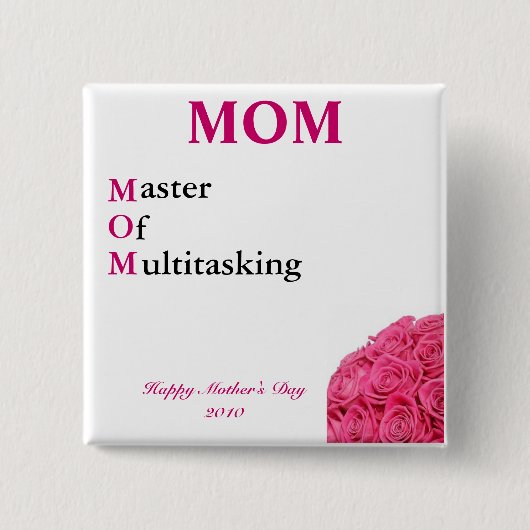 Badge Carré 5 Cm Bouton du jour de 2010 mères (Devant)