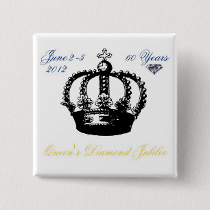 Badge Carré 5 Cm Bouton du Jubilé de diamant de la Reine 2012