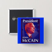 Badge Carré 5 Cm Bouton du Président John McCain (Devant & derrière)