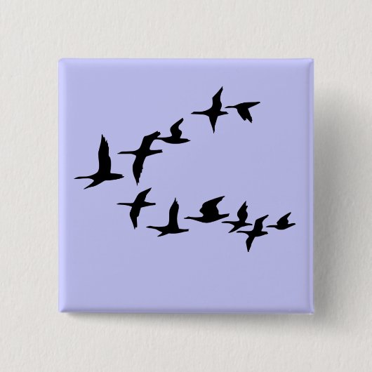 Badge Carré 5 Cm Bouton du sud d'oies de vol (Devant)