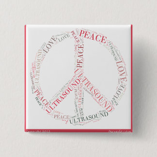 BADGE CARRÉ 5 CM BOUTON D'ULTRASON - AMOUR ET ULTRASON DE PAIX