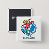 Badge Carré 5 Cm Bouton : "Earth Angel" (Devant & derrière)
