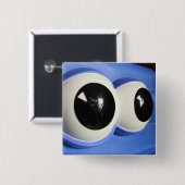 Badge Carré 5 Cm Bouton Écarquillé-Eyed (Devant & derrière)