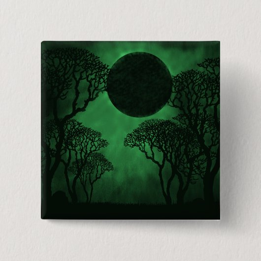 Badge Carré 5 Cm Bouton Eclipse Forêt Sombre, Vert (Devant)