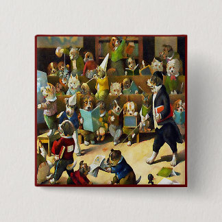 Badge Carré 5 Cm Bouton : École de Chien par Louis Wain