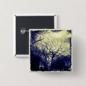 Badge Carré 5 Cm Bouton éffrayant de l'arbre 3 (Devant & derrière)