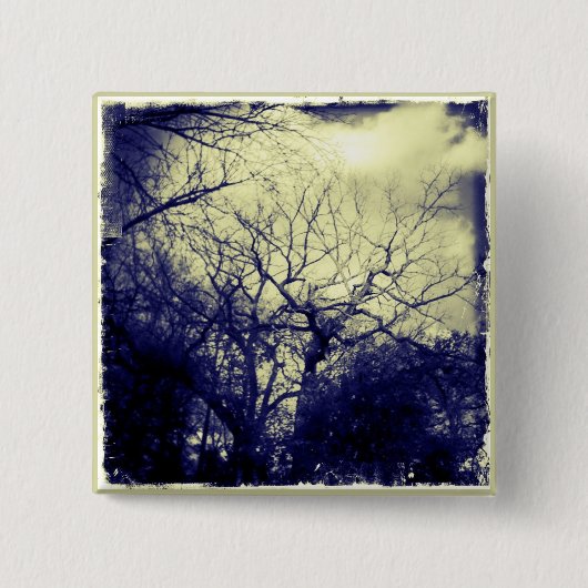 Badge Carré 5 Cm Bouton éffrayant de l'arbre 3 (Devant)