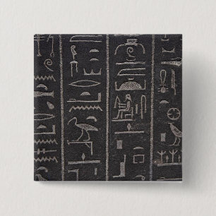 Badge Carré 5 Cm Bouton égyptien Hiéroglyphes