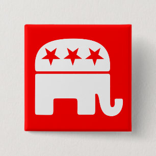 Badge Carré 5 Cm Bouton Eléphant Républicain