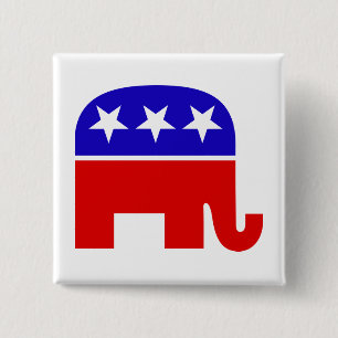 Badge Carré 5 Cm Bouton Eléphant Républicain