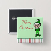 Badge Carré 5 Cm Bouton Elf de Noël (Devant & derrière)