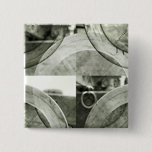 Badge Carré 5 Cm Bouton en forme d'étoile et anneau grunge abstrait