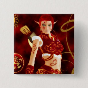 Badge Carré 5 Cm Bouton enchanté de gardien du feu