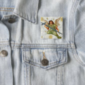 Badge Carré 5 Cm Bouton Envoi d'angle de message (En situation)