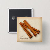 Badge Carré 5 Cm Bouton épice de cannelle (Devant & derrière)