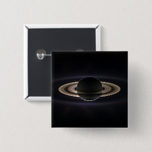 Badge Carré 5 Cm Bouton épinglette Saturne lumineuse
