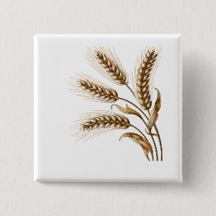 Badge Carré 5 Cm Bouton Épis de Blé de Récolte – Charme Rustique de