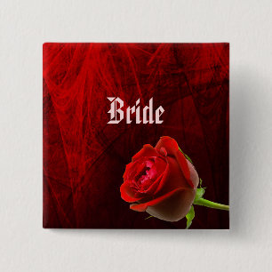Badge Carré 5 Cm Bouton Épouse Rose gothique