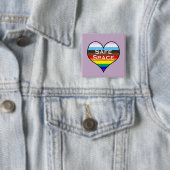 Badge Carré 5 Cm Bouton Espace sécurisé (En situation)