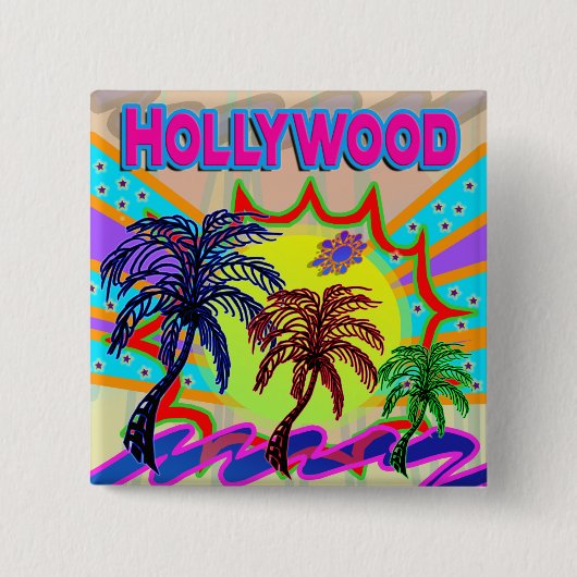 Badge Carré 5 Cm Bouton éternel Hollywood (Devant)
