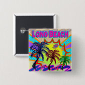 Badge Carré 5 Cm Bouton éternel Long Beach (Devant & derrière)