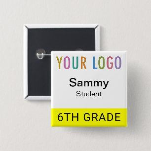 Badge Carré 5 Cm Bouton étiquette de nom d'élève avec logo de l'éco