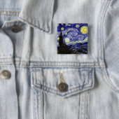 Badge Carré 5 Cm Bouton étoile (En situation)