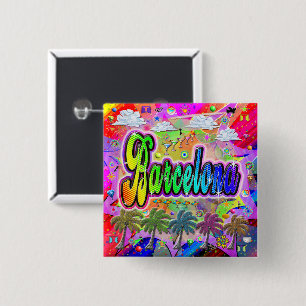 Badge Carré 5 Cm Bouton Express de Barcelone Vista
