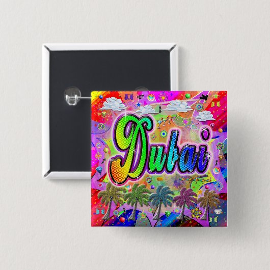 Badge Carré 5 Cm Bouton Express Dubai Vista (Devant & derrière)