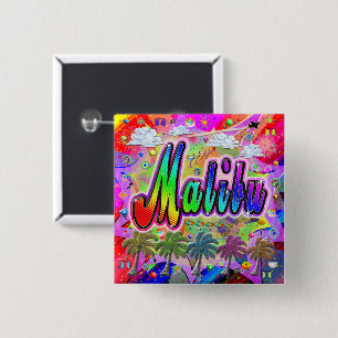 Badge Carré 5 Cm Bouton Express Malibu Vista