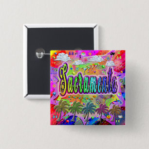 Badge Carré 5 Cm Bouton Express Sacramento Vista