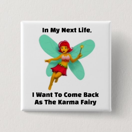 Badge Carré 5 Cm Bouton Fairy Karma (Devant)
