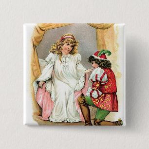 Badge Carré 5 Cm Bouton Fairytale