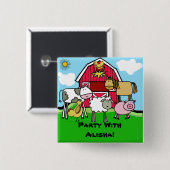 Badge Carré 5 Cm Bouton fait sur commande d'animaux de ferme (Devant & derrière)
